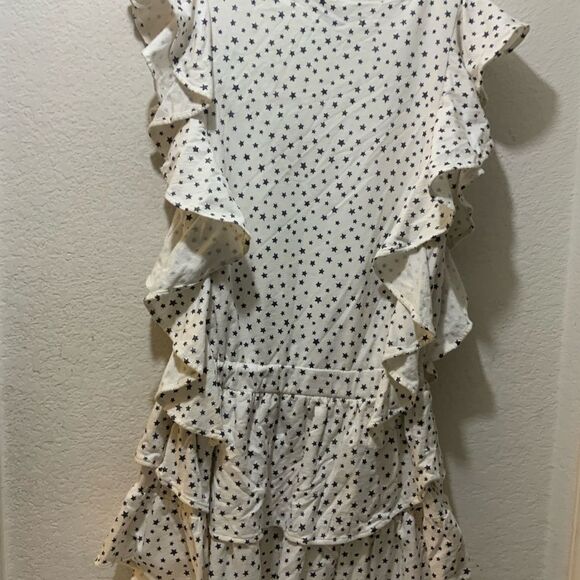 Koch Madison Ruffle Dress in cotton White black stars size M - Picture 4 of 9